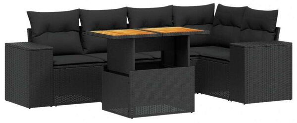 VidaXL Polyrattan Kerti Ülőgarnitúra - 6 részes - Fekete