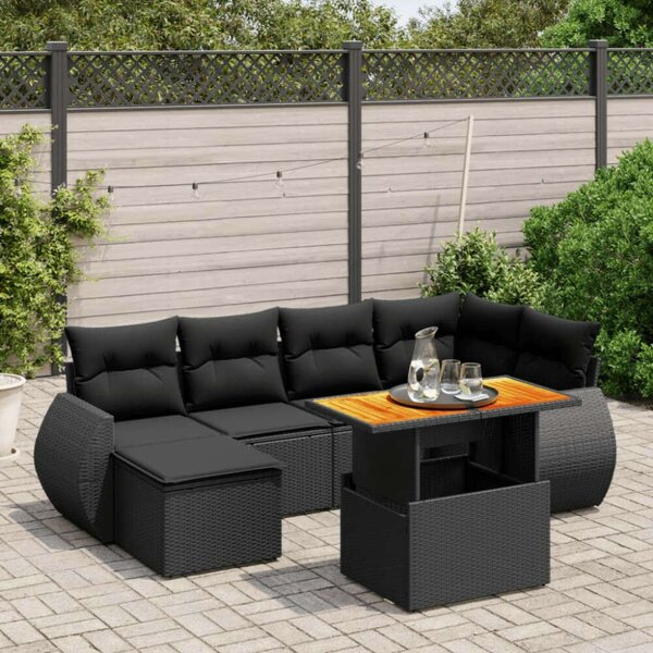 VidaXL Polyrattan Kerti Ülőgarnitúra - 6 részes - Fekete
