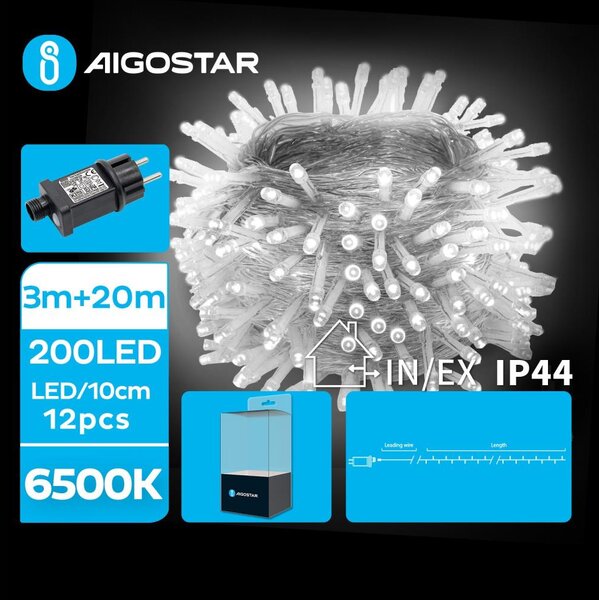 Aigostar B.V. Aigostar - LED Karácsonyi kültéri lánc 200xLED/8 funkció 23m IP44 hideg fehér AI0451