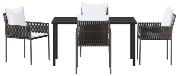 Kert étkező szett 5 pcs Barna és fekete PE Rattan