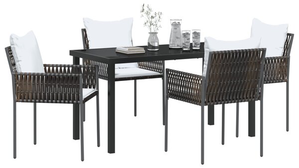 Kert étkező szett 5 pcs Barna és fekete PE Rattan