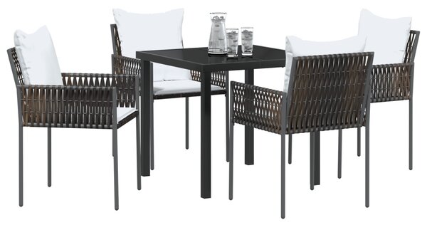 Kert étkező szett 5 pcs Barna és fekete PE Rattan