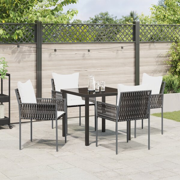 Kert étkező szett 5 pcs Barna és fekete PE Rattan