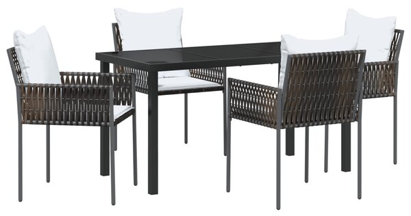 Kert étkező szett 5 pcs Barna és fekete PE Rattan