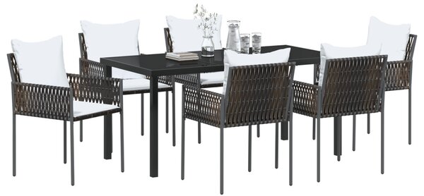 Kert étkező szett 7 pcs Barna és fekete PE Rattan