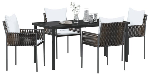 Kert étkező szett 5 pcs Barna és fekete PE Rattan
