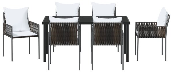 Kert étkező szett 7 pcs Barna és fekete PE Rattan