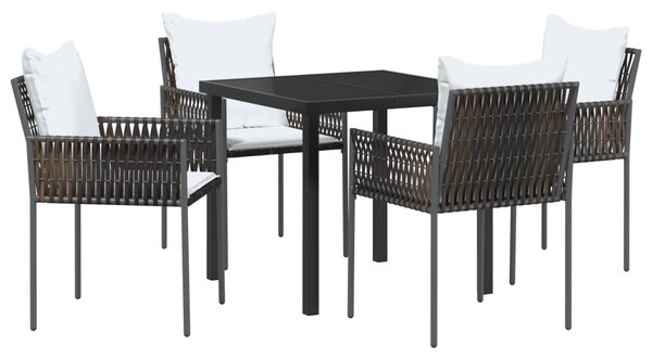 Kert étkező szett 5 pcs Barna és fekete PE Rattan