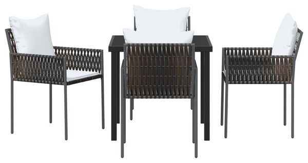 Kert étkező szett 5 pcs Barna és fekete PE Rattan