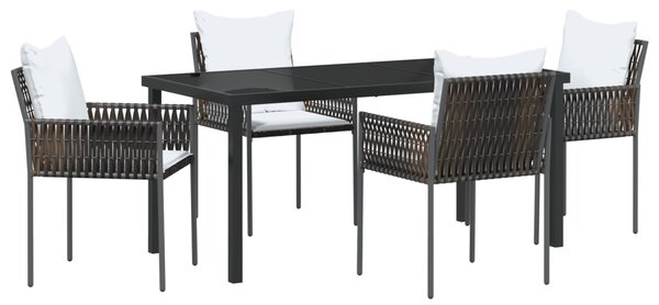 Kert étkező szett 5 pcs Barna és fekete PE Rattan