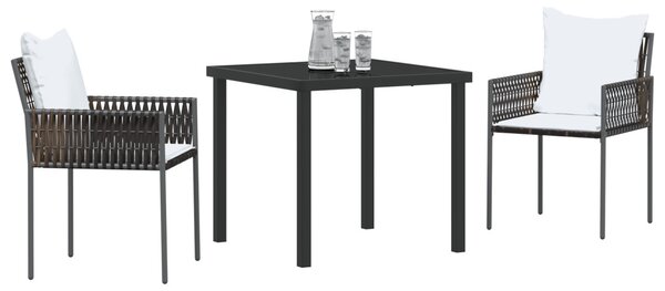 Kert étkező szett 3 pcs Barna és fekete PE Rattan