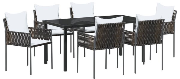 Kert étkező szett 7 pcs Barna és fekete PE Rattan