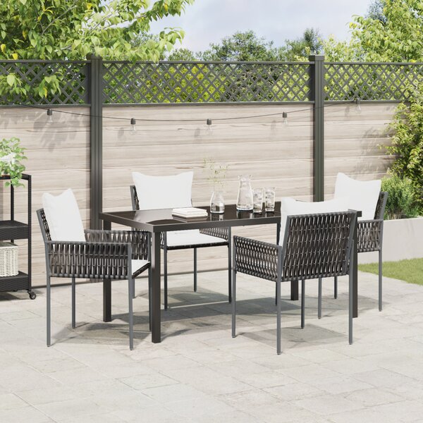 Kert étkező szett 5 pcs Barna és fekete PE Rattan