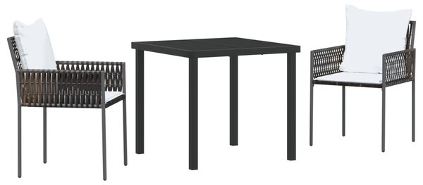 Kert étkező szett 3 pcs Barna és fekete PE Rattan