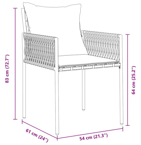 Kert étkező szett 7 pcs Barna és fekete PE Rattan