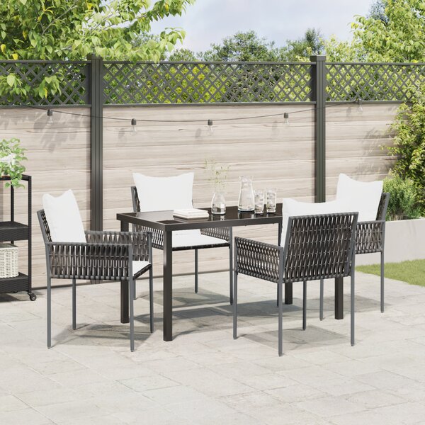 Kert étkező szett 5 pcs Barna és fekete PE Rattan