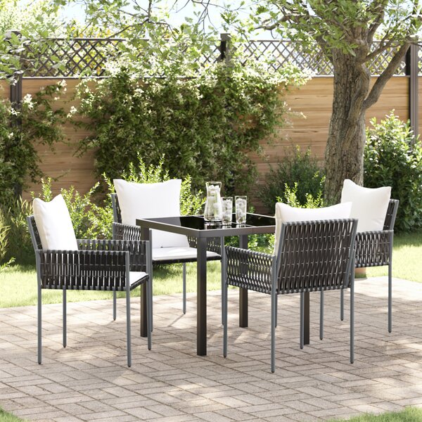 Kert étkező szett 5 pcs Barna és fekete PE Rattan