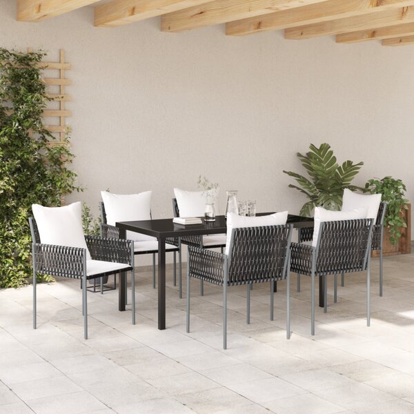 Kert étkező szett 7 pcs Barna és fekete PE Rattan