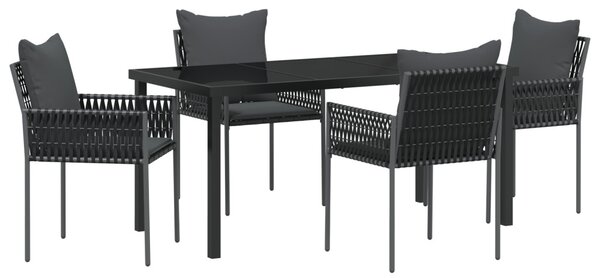 Kert étkező szett 5 pcs Fekete és Szürke PE Rattan
