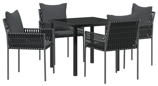 Kert étkező szett 5 pcs Fekete és Szürke PE Rattan