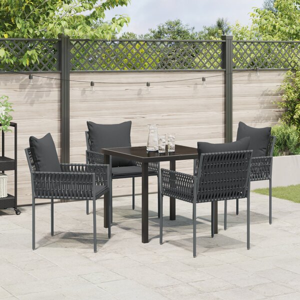 Kert étkező szett 5 pcs Fekete és Szürke PE Rattan