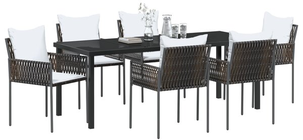Kert étkező szett 7 pcs Barna és fekete PE Rattan