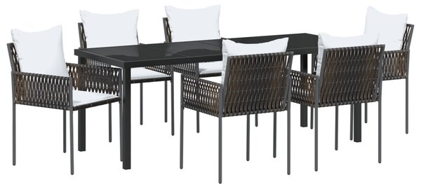 Kert étkező szett 7 pcs Barna és fekete PE Rattan