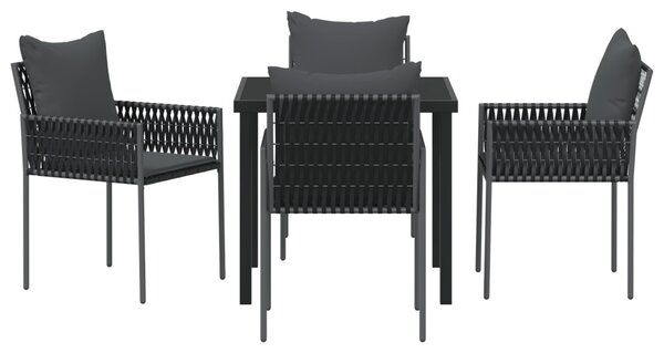 Kert étkező szett 5 pcs Fekete és Szürke PE Rattan