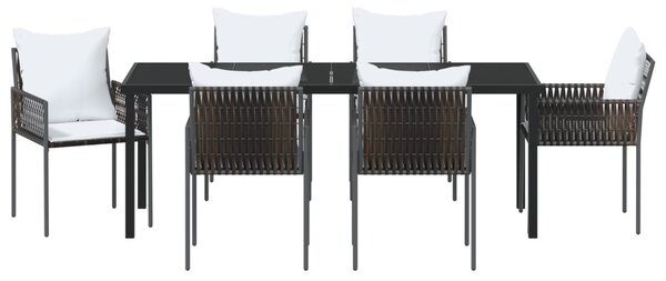 Kert étkező szett 7 pcs Barna és fekete PE Rattan