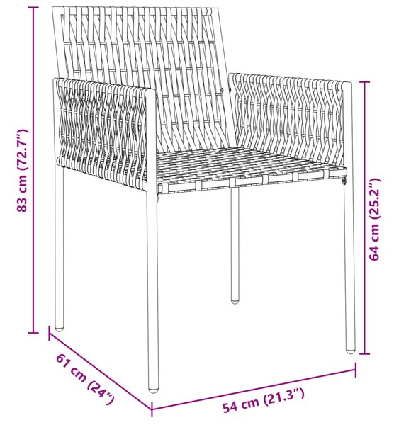 Kert étkező szett 5 pcs Fekete és Szürke PE Rattan