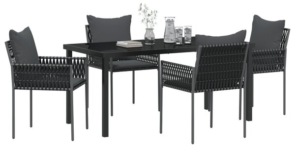Kert étkező szett 5 pcs Fekete és Szürke PE Rattan