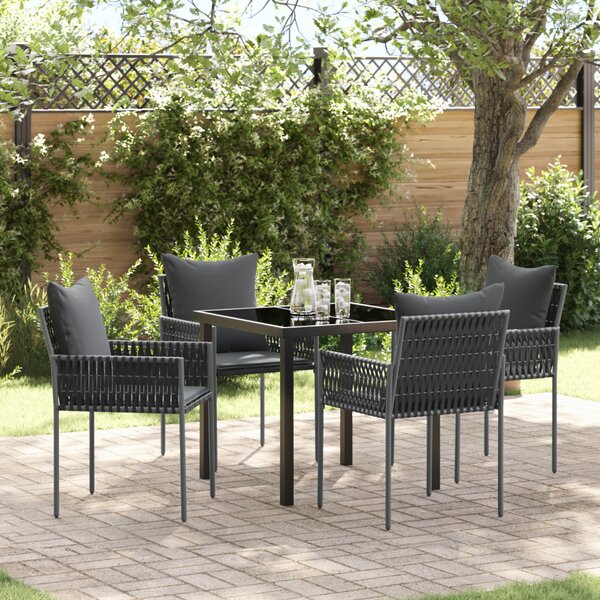 Kert étkező szett 5 pcs Fekete és Szürke PE Rattan