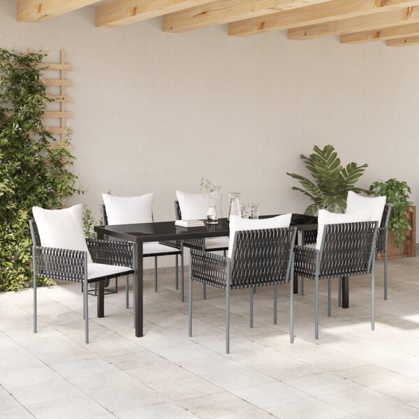 Kert étkező szett 7 pcs Barna és fekete PE Rattan