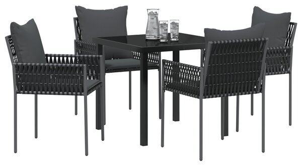 Kert étkező szett 5 pcs Fekete és Szürke PE Rattan