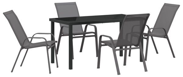 Kert étkező szett 5 pcs Szürke és fekete Porfestett acél