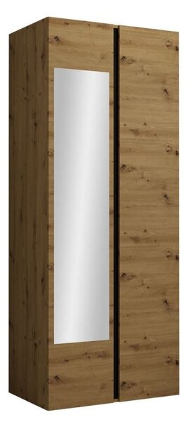 Tükrös szekrény előszobába 74 cm SELAND - artisan tölgy / fekete