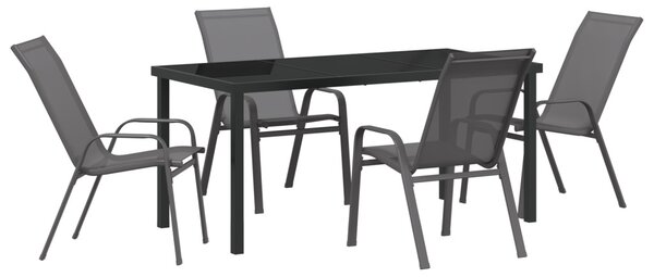 Kert étkező szett 5 pcs Szürke és fekete Porfestett acél