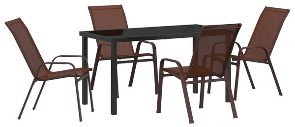 Kert étkező szett 5 pcs Barna és fekete Porfestett acél
