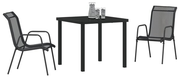 Kert étkező szett 3 pcs Fekete Porszórt acél
