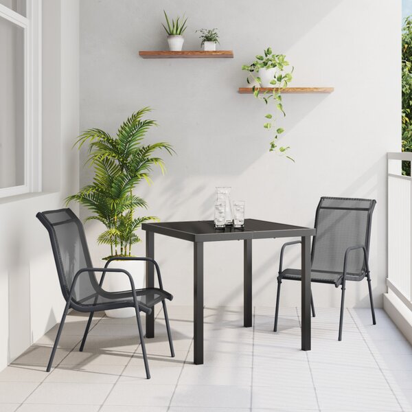 Kert étkező szett 3 pcs Fekete Porszórt acél