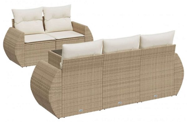 VidaXL Polyrattan Kerti Ülőgarnitúra - 6 részes - Bézs