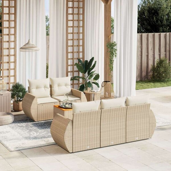 VidaXL Polyrattan Kerti Ülőgarnitúra - 6 részes - Bézs