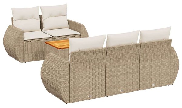 VidaXL Polyrattan Kerti Ülőgarnitúra - 6 részes - Bézs