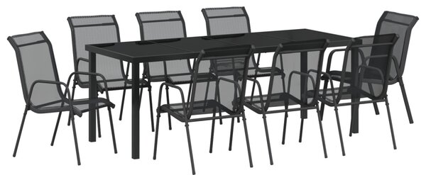 Kert étkező szett 9 pcs Fekete Porszórt acél