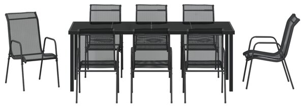 Kert étkező szett 9 pcs Fekete Porszórt acél