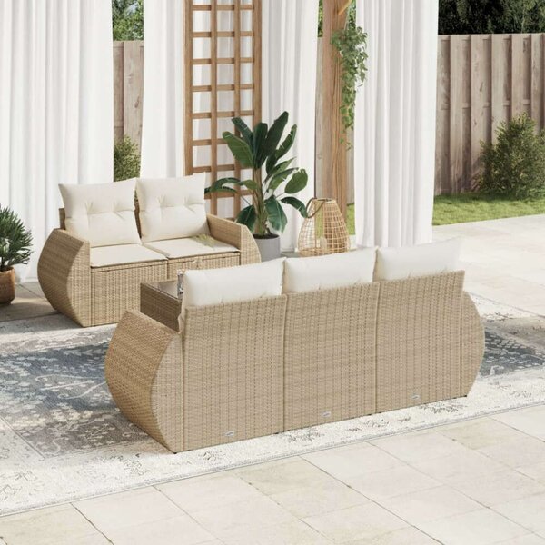 VidaXL Polyrattan Kerti Ülőgarnitúra - 6 részes - Bézs