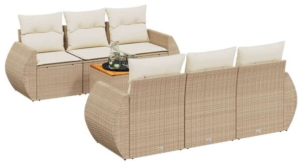 VidaXL Polyrattan Kerti Ülőgarnitúra - 7 részes - Bézs