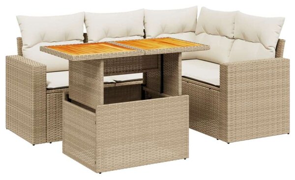 VidaXL Polyrattan Kerti Ülőgarnitúra - 5 részes - Bézs
