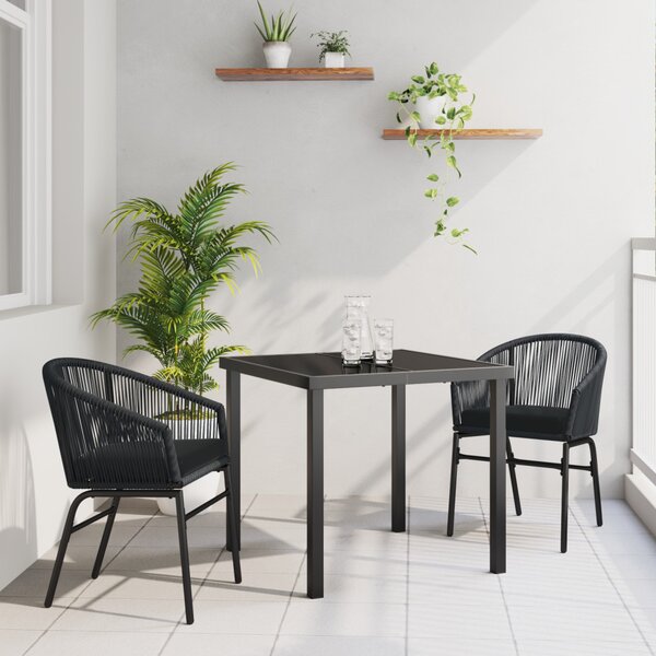 Kert étkező szett 3 pcs Fekete Porszórt acél