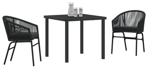 Kert étkező szett 3 pcs Fekete Porszórt acél